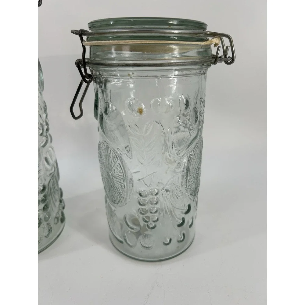 Vintage Elements Fruit Embossed Glass Canisters with Wire Flip Top 10